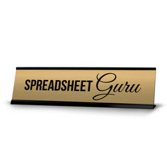 Signs ByLITA Spreadsheet Guru Co-Worker Gift Black Frame Desk Sign (2x8")