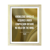 Knowledge which is acquired under compulsion obtains no hold on the mind - Plato Framed Wall Print | Stoic Wisdom Inspirational Quotes