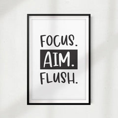 Focus Aim Flush DIGITAL DOWNLOAD Print Home Décor, Bathroom Quote Wall Art