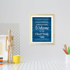 Designs ByLITA A Place Of Refuge, A Haven Of Hope Welcome To The Church Family Table, Framed Wall Art Print | Religious Church & Home Decor