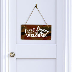 Every Bunny Welcome 5x10 Hanging Wall or Door Sign | Funny Religious Home Decor