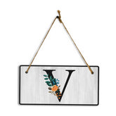V Flower Decor 5x10 Hanging Wall or Door Sign | Alphabet Letter Room Decoration