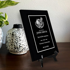 Thank You For Your Service Military and First Responders Customizable Black Frame Award Plaque | Easel Mount Option | Patriotic Recognition of Achievement and Service Personalizable Plaques