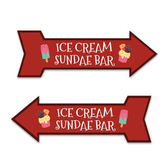 Arrow Shape Plus Ice Cream Sundae Bar 12x4" Wall or Door Sign | Christmas Holiday Decoration