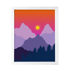 Designs ByLITA Purple Dawn Mountain Sunrise, Wall Print Art | Beautiful Flowers | Stylish Modern Decoration For The Home and Office