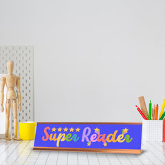 Signs ByLITA Super Reader Award, Gold Frame Desk Sign (2x8)
