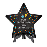 Sign ByLITA Fun, Friendship, and Learning Star Table Sign with Acrylic Stand (7.5x7.5“) Development | Kindergarten Classroom Essentials | Nurture Young Minds | Fun & Educational Supplies | Easy to Read | Includes Easel Stand