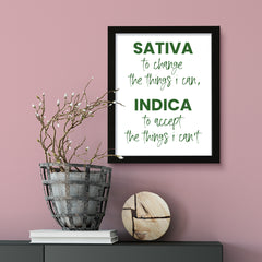 Sativa to Change the things I can, Indica to Accept the things I can't, Watercolor Framed Novelty Wall Art