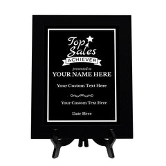 Top Sales Achiever Customizable Black Frame Award Plaque | Easel Mount Option | Achievement and Recognition Personalizable Plaques