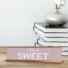 Signs ByLITA Life Is Sweet Gold Frame, Desk Sign (2x8")
