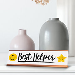 Signs ByLITA Best Helper, Gold Frame Desk Sign (2x8)