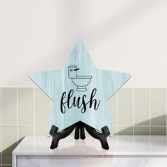 Sign ByLITA Flush, Wood Color, Star Bathroom Table Sign (6"x5")
