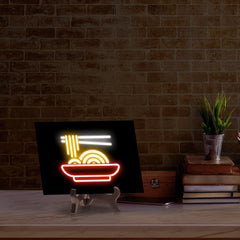 Noodles Neon Graphic Style Table Sign with Acrylic Stand (6x8“) | Live Streamer Gaming Themed Decoration