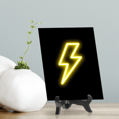Lightning Neon Graphic Style Table Sign with Acrylic Stand (6x8“) | Live Streamer Gaming Themed Decoration