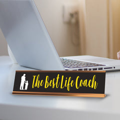 Signs ByLITA The Best Life Coach Gold Frame, Desk Sign (2x8")