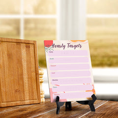 Yearly Targets Dry Wipe Liquid Chalk Table Sign (6x8") Office And Home Reminders | Personal Schedule | No Pen Included