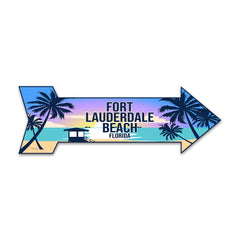 Arrow Shape Plus Fort Lauderdale Beach, Florida 12x4" Wall or Door Sign | Stylish Famous US Beach Souvenirs
