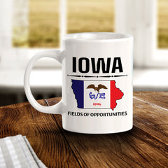 Designs ByLITA Iowa: Fields of Opportunities 11oz Plastic or Ceramic Coffee Mug | State Pride Collection