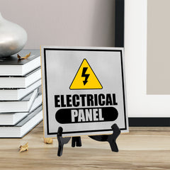 Electrical Panel 5"x 5" Square Table Sign With Acrylic Easel | Home & Office Decor