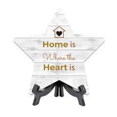Sign ByLITA Home is Where the Heart Is, Wood Color, Star Table Sign (6"x5")