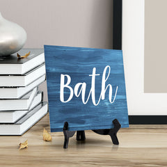 Signs ByLITA Bath, Wood, Square Bathroom Table Sign (5" x 5")