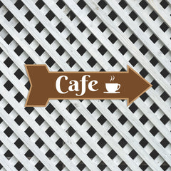 Arrow Shape Cafe 12x4" Wall or Door Sign | Shop & Restaurant Signage