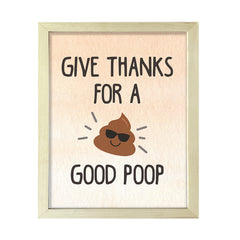 Give Thanks for a Good Poop, Bathroom Framed Wall Art, Home Décor Prints