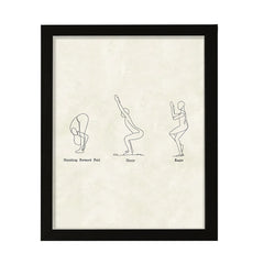 Standing Forward Fold, Chair, Eagle Yoga Pose, FRAMED Print Yoga Wall Art
