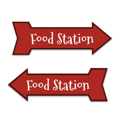 Arrow Shape Plus Food Station 12x4" Wall or Door Sign | Christmas Holiday Decoration