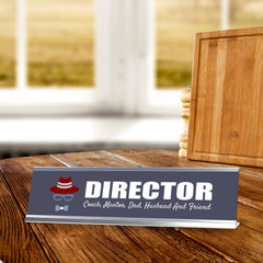 Signs ByLITA Director, Coach, Mentor, Dad, Husband and Friend Silver Frame, Desk Sign (2x8")