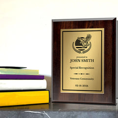 Thank You For Your Service Military and First Responders Customizable Award Plaque |Easel Mount Option | Patriotic Recognition of Achievement and Service Personalizable Plaques