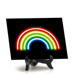 Rainbow Neon Graphic Style Table Sign with Acrylic Stand (6x8“) | Live Streamer Gaming Themed Decoration