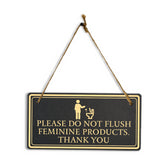 Please Do Not Flush Feminine Products. Thank you 5x10 Hanging Plus Wall or Door Sign | Restroom Hygiene Signage