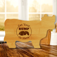 Get Your Rump In Here! 14.75 x 9.75" Cow Shape Cutting Board | Funny Kitchen Chopping Board