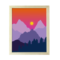 Designs ByLITA Purple Dawn Mountain Sunrise, Wall Print Art | Beautiful Flowers | Stylish Modern Decoration For The Home and Office