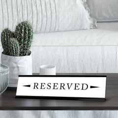 Reserved, Black Frame Desk Sign (2 x 8")