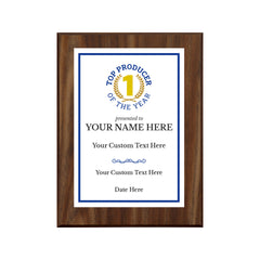 Top Producer of the Year Customizable Award Plaque | Easel Mount Option | Achievement and Recognition Personalizable Plaques