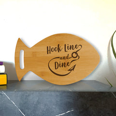 Designs ByLITA Hook Line and Dine 14 x 8.5" Fish Shape Cutting Board | Kitchen Chopping Board