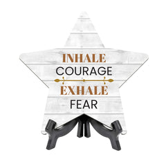 Signs ByLITA Inhale Courage, Exhale Fear, Wood Color Star Table Sign (6"x5")