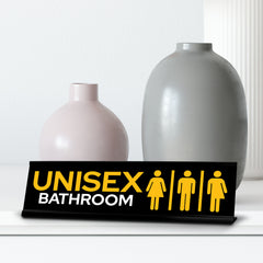 Signs ByLITA Unisex Bathroom Black Frame, Desk Sign (2x8")