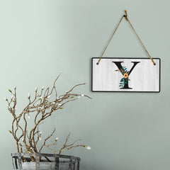Y Flower Decor 5x10 Hanging Wall or Door Sign | Alphabet Letter Room Decoration