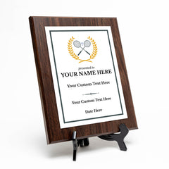 Badminton Customizable Wooden Award Plaque | Easel Mount Option | Achievement and Recognition Personalizable Plaques | Sports Award