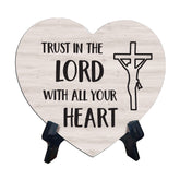 Sign ByLITA Heart Trust in the Lord with all your heart, Wood Color, Table Sign (6"x5")