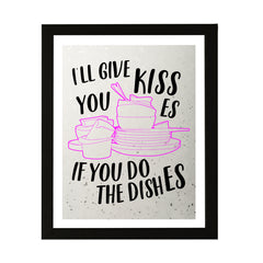 Designs ByLITA I'll Give You Kisses If You Do The Dishes, Wall Print Art | Funny Retro Kitchen Decoration