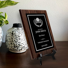 Volleyball Customizable Wooden Award Plaque | Easel Mount Option | Achievement and Recognition Personalizable Plaques