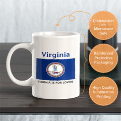 Designs ByLITA Virginia: Virginia is for Lovers 11oz Plastic or Ceramic Coffee Mug| States Flag Collection Mug