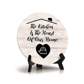 Round The Kitchen Is The Heart Of Our Home Wood Color, Circle Table Sign (5x5")