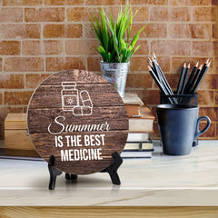 Signs ByLITA Circle Summer Is The Best Medicine Summer Table Sign (5x5")