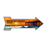 Arrow Shape Plus Ocean City Beach, Maryland 12x4" Wall or Door Sign | Stylish Famous US Beach Souvenirs