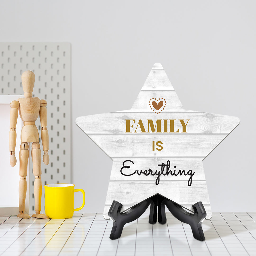 Signs ByLITA Family is Everything, Wood Color Star Table Sign [6 x 5"]